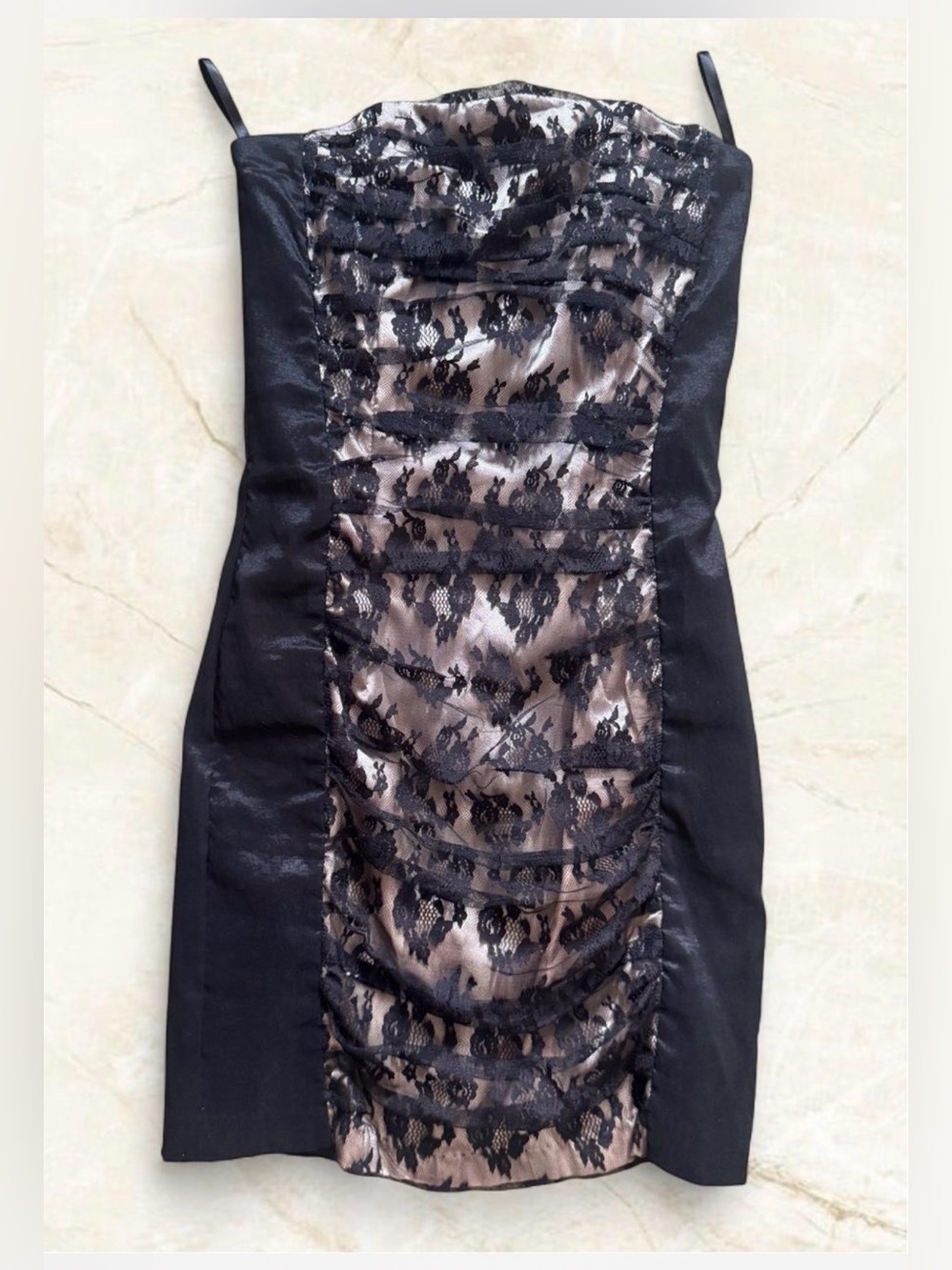 Vintage Y2K Jessica McClintock Gunne Sax Black Lace Mini Dress, size 3 or XXS -